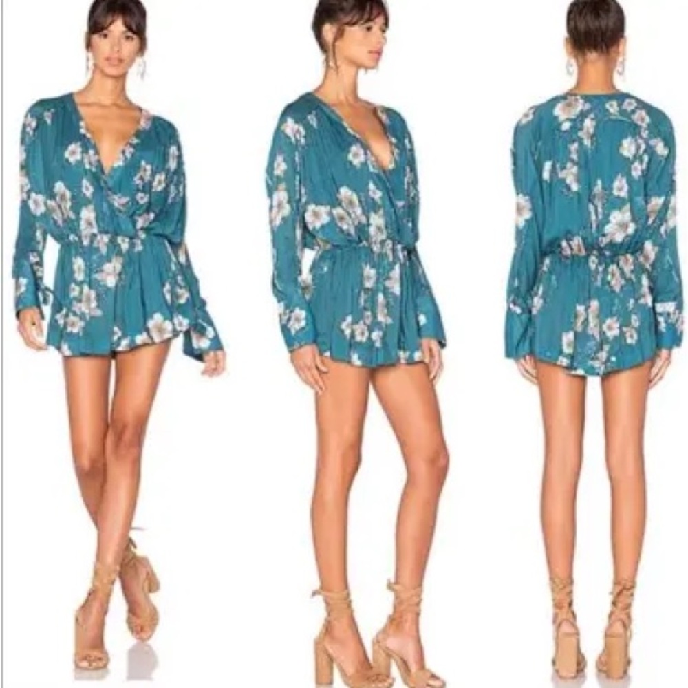 Free People Teal Floral Tunic - Picture 2 of 12